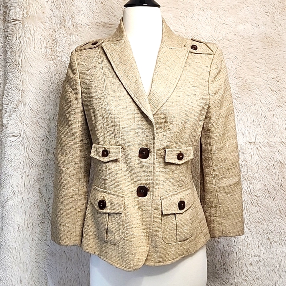 Les Copains Blue Italian Tweed Blazer